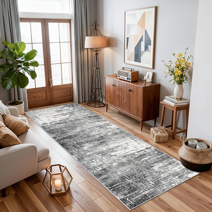 Washable 2x5 Kitchen Area Rug: Non-Slip Abstract Water-Resistant Entryway Rug - Image 4