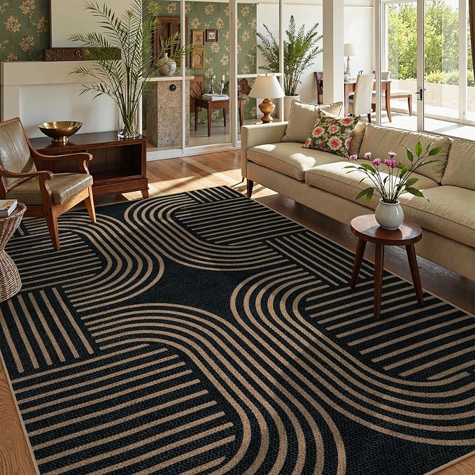 Lahome Enfys Modern Geometric Easy Jute Rug, 6x9 Area Rugs by Lahome