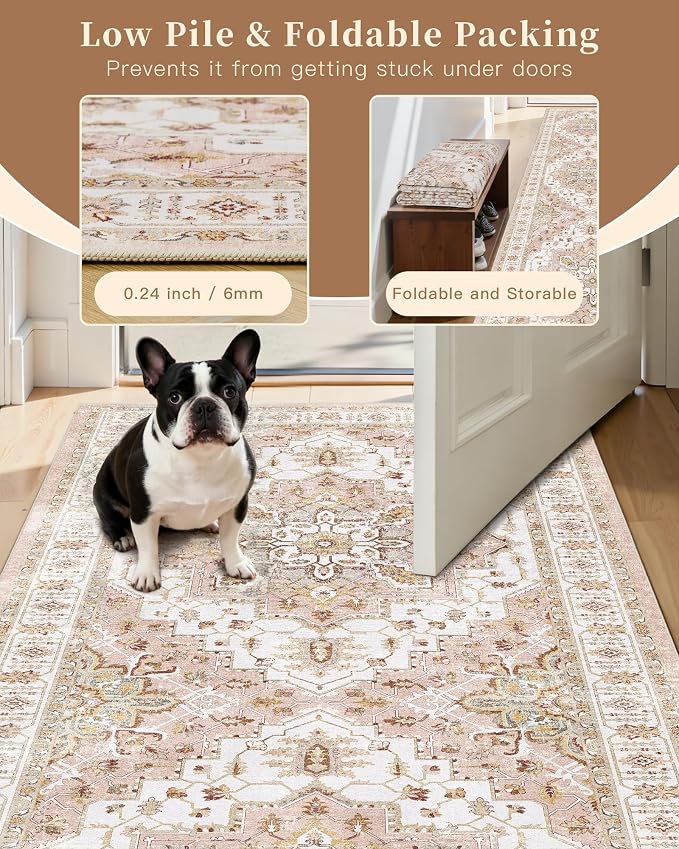 Madane Runner Rug 2x8, Washable Hallway Runner Rugs, Non-Slip Low-Pile Soft - Image 6