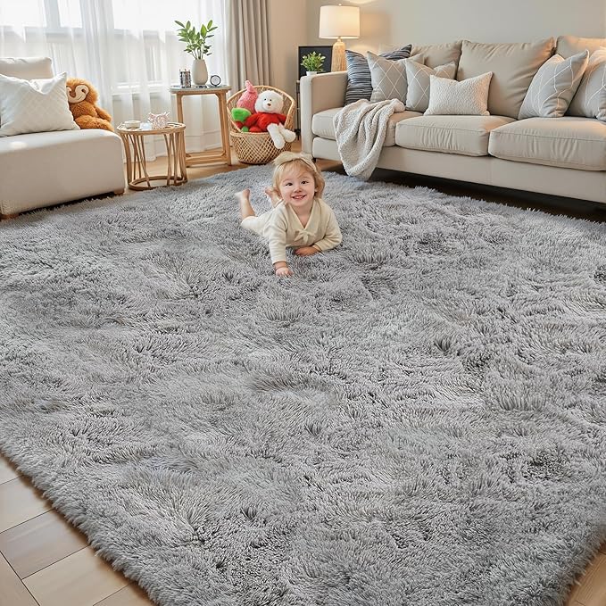Ultra Soft Rug for Living Room, 3x5 Feet Grey Shag Area Rugs for Living Room - Image 6
