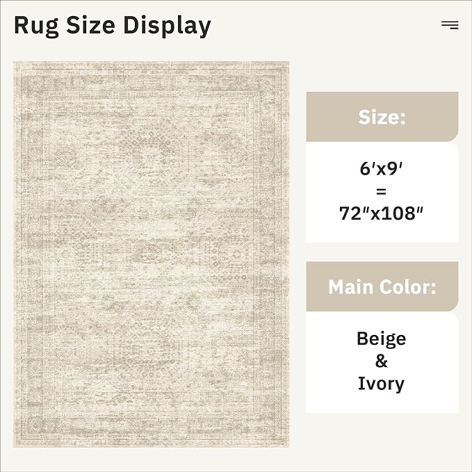 6x9 Area Rug for Living Room Washable 6x9 Rug Non-Slip Modern Rugs for Bedroom - Image 3