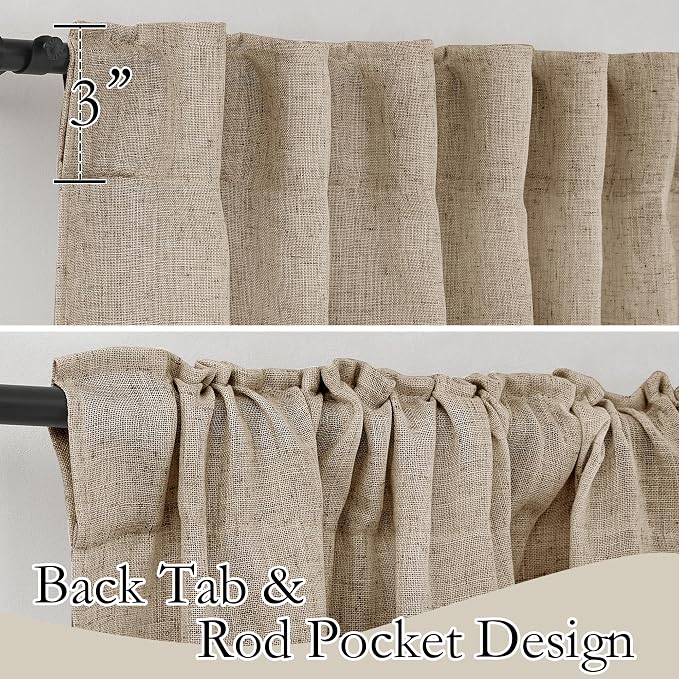 RYB HOME Semi Sheer Linen Blend Curtains - Image 3