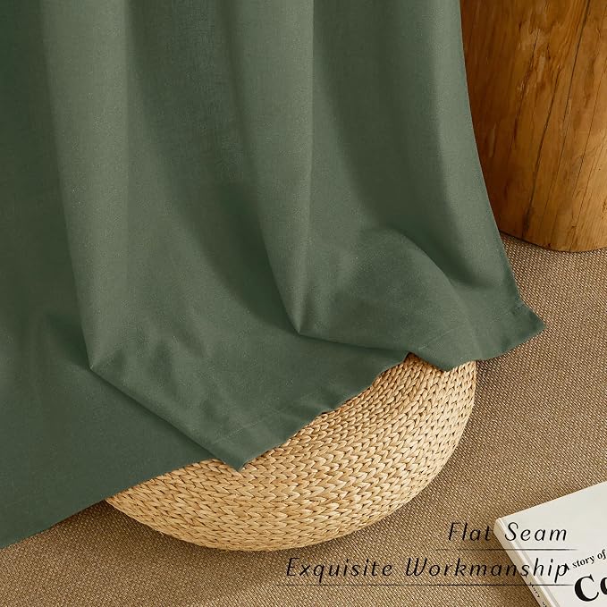 NICETOWN Forest Green Linen Curtains - Image 8