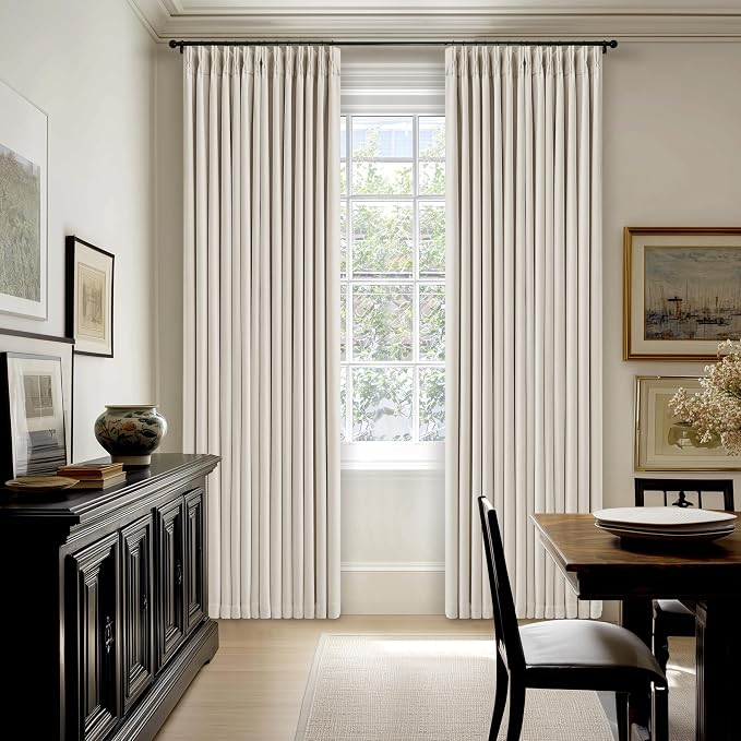 80 Inch Pinch Pleated Linen Black Out Curtains - Image 8