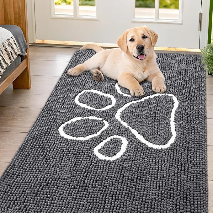 Smiry Dog Door Mat for Muddy Paws, Absorbent Dirt Trapper Non Slip Quick Dry by Smiry