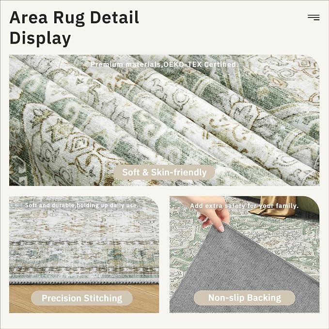8x10 Area Rugs, Washable Rugs, Large Stain Resistant Area Rug - Image 7