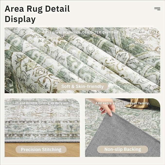 3x5 Rug, Small Area Rug for Kitchen, Machine Washable Non-Slip Throw Rug - Image 6