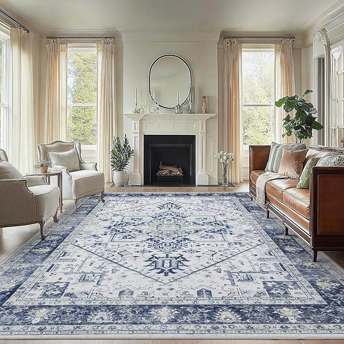AMADA HOMEFURNISHING 8x10 Area Rugs, Low-Profile Large Washable Area Rug by AMADAHOMEFURNISHING
