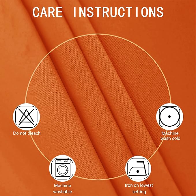 LEMOMO Orange Blackout Curtains 52 x 63 Inch Length/Set of 2 Curtain - Image 4
