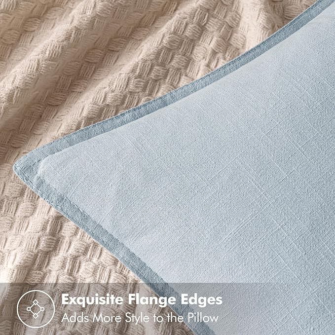 MIULEE Decorative Linen Euro Sham Pillow Covers 26x26 Light Blue Boho - Image 2