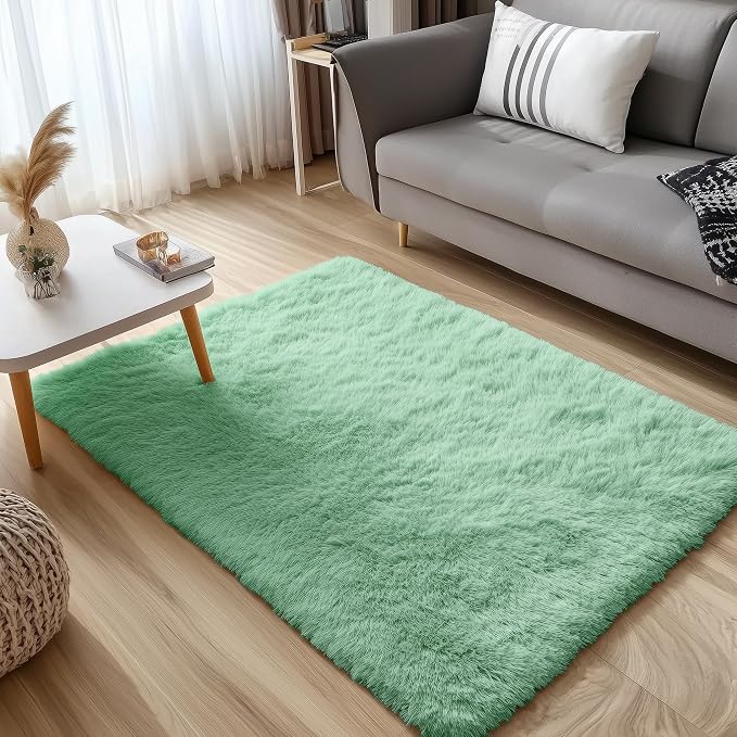 OLANLY 3x5 Machine Washable Small Bedside Rug, Soft Fluffy Shaggy Rugs - Image 3