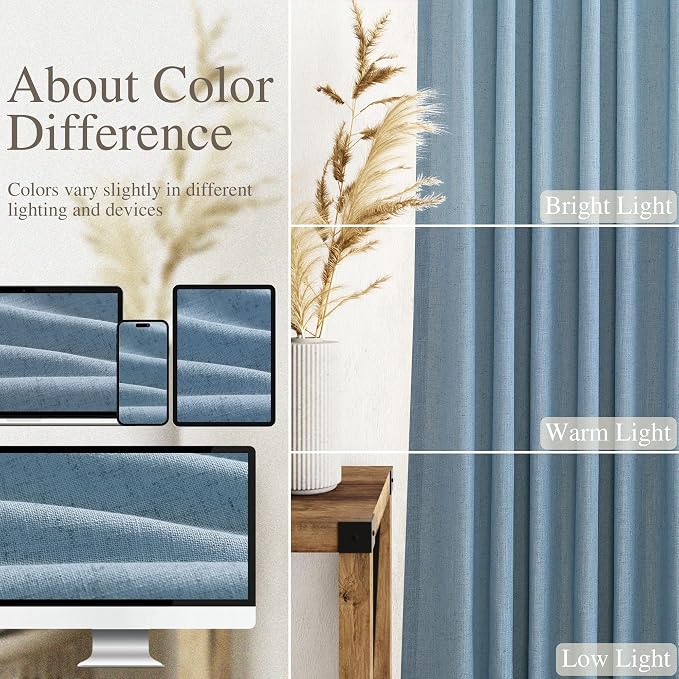 Nanspring Blue Curtains 144 Inches Long 2 Panels - Image 4
