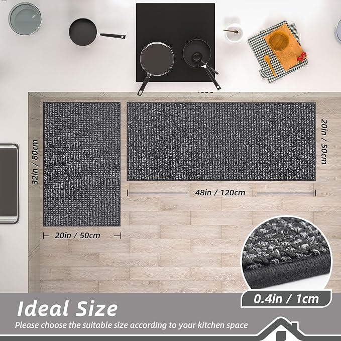 BEQHAUSE Kitchen Rugs and Mats 2PCS, Non-Slip Kitchen Mats - Image 2