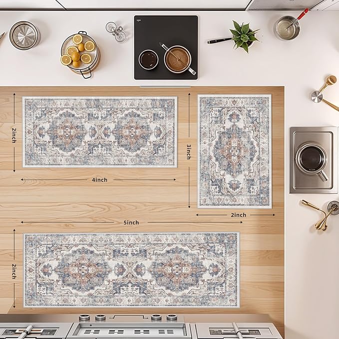 Washable Kitchen Rug Set of 3: Boho Non-slip Soft Stove Sink Mat Light Weight - Image 5