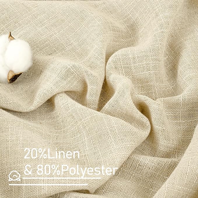 LAMIT 102 inches Long Sheer Linen Curtains, Linen Textured Light Filtering Semi - Image 2