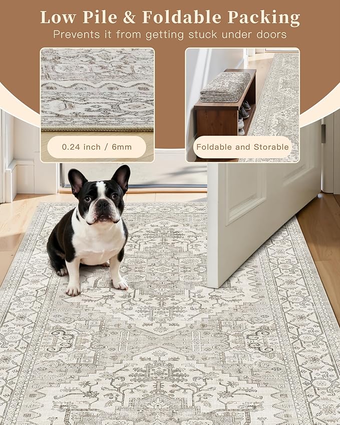 Madane Runner Rug 2'6''x8' Kitchen Runners, Printed Vintage Washable Hallway - Image 6