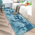 Super Soft Fluffy Living Room Area Rug 2x10 ft Tie-Dyed Light Blue Shaggy Furry by JiaoBaba