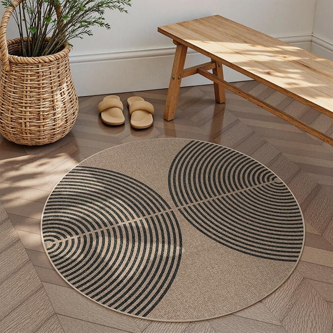 Lahome Modern Rainbow Round Rug 4ft, Washable Outdoor Rugs - Image 6