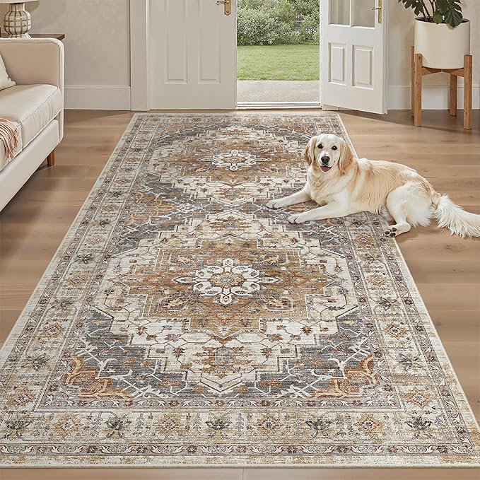 Madane Hallway Runner Rug 4x8 Wide: Washable Thin Runners by Madane