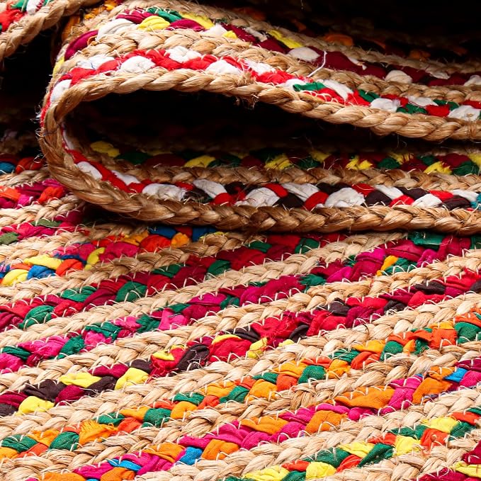Hausattire Bohemian Braided Rug 4' Round - Image 7