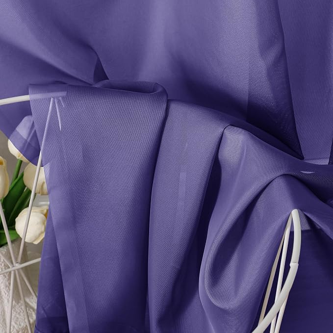 Aiyufeng Purple Sheer Curtains 63 Inch Length 2 Panels Set, Light Filtering - Image 6