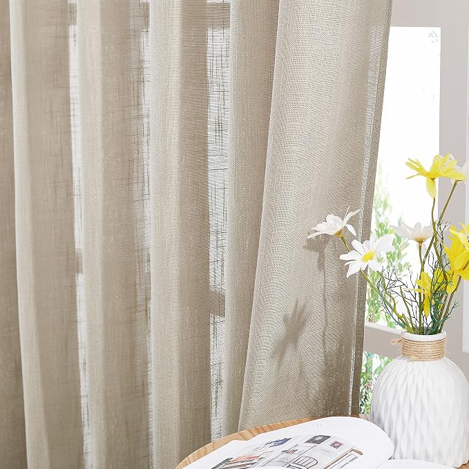 NICETOWN Sheer Curtains 84 inches Long, Linen Textured Rod Pocket & Back Tab - Image 6