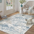 PureCozy Blue 4x6 Area Rug Washable Abstract Office Carpet Modern Neutral Non by PureCozy