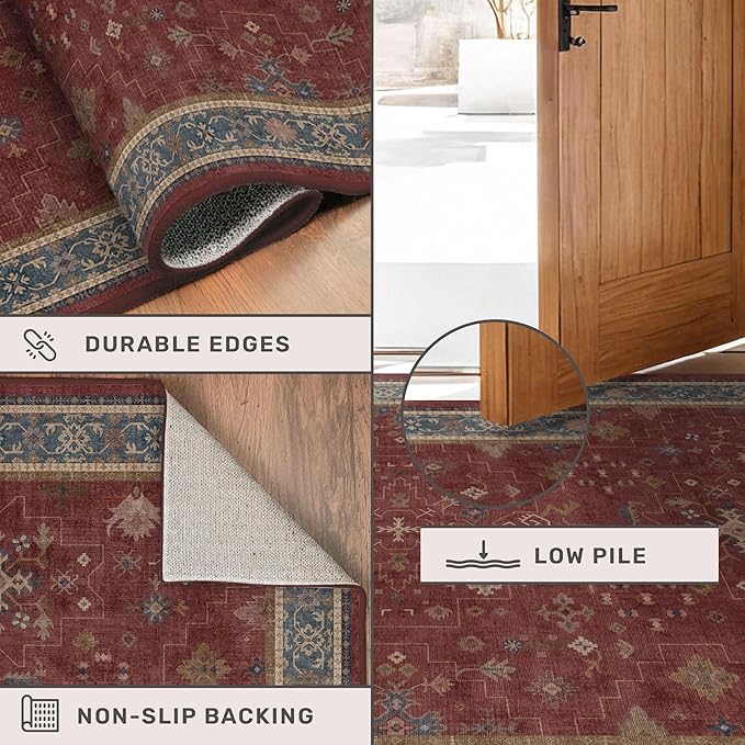 Hazo Haus Burgundy 2x4 Washable Entry Rug - Image 5