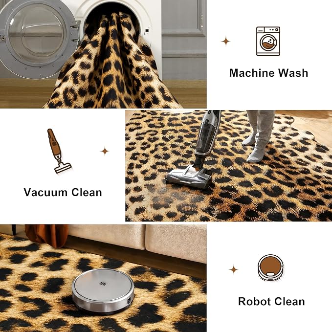 AROGAN Western Decor Faux Fur Leopard Rug, 8 x 10 Feet Premium Animal Skin - Image 6