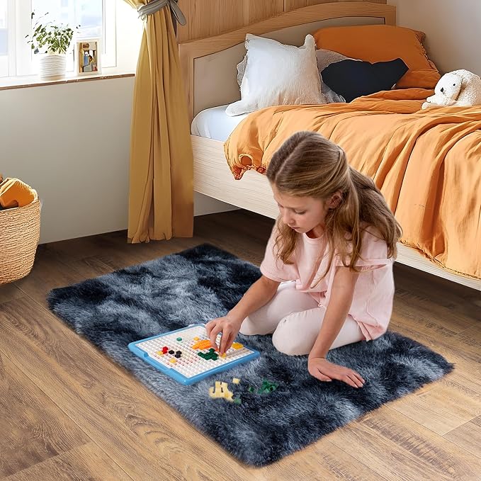 Small Area Rug, 2x3 Rug for Bedroom Shaggy Throw Rugs for Dorm Rug, Soft Tie - Image 3