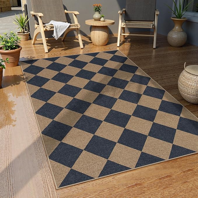 Lahome Colette Checkered Easy Jute Entryway Rug, 3x5 Washable Area Rugs - Image 5
