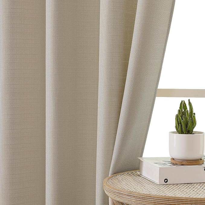Chyhomenyc Moon Beige Valance for Windows, Light Filtering Faux Linen Solid - Image 7