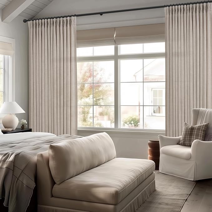 Greyish Brown Thick Linen 104 Inch High Ceiling Curtains - Image 6