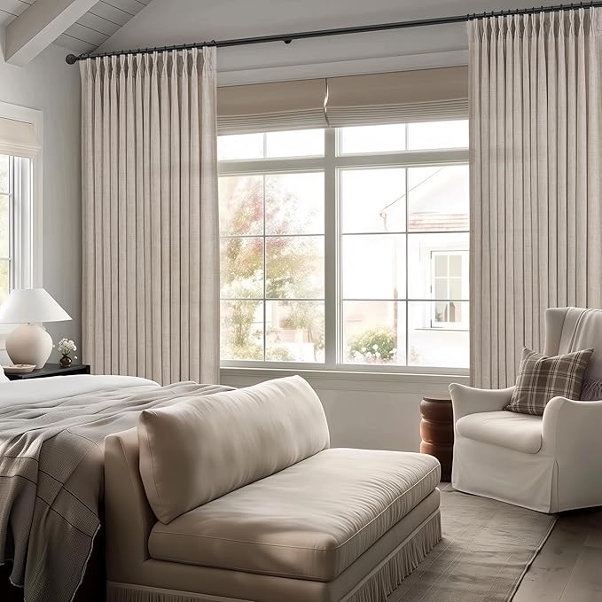 70 Inch Extra Wide Pinch Pleated Linen Light Filtering Dining Room Curtains 102 - Image 7