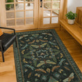 Dark Green Rug for Entryway Indoor- 3x6 Large Washable Kitchen Rug, Non Slip by HazoHaus