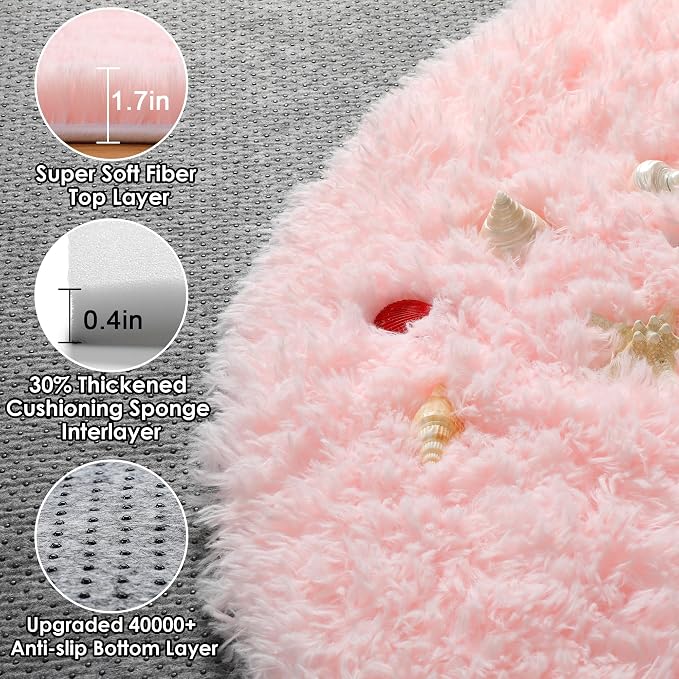 ONASAR Light Pink Round Area Rugs 5ft - Image 2