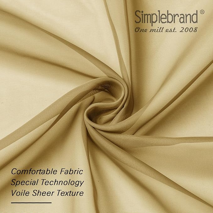 Simplebrand Gold Sheer Curtains 63 Inch Length 2 Panels, Rod Pocket Solid Color - Image 6