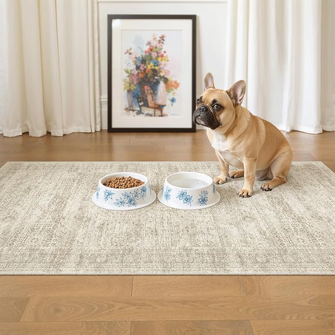 2x4 Washable Rugs for Kitchen, Powder Room Small Area Rug Non-Slip Vintage Low - Image 2