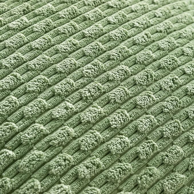 Set of 4 Sage Green Decorative Throw Pillow Covers 22x22 Inch Corduroy Pillow - Image 6