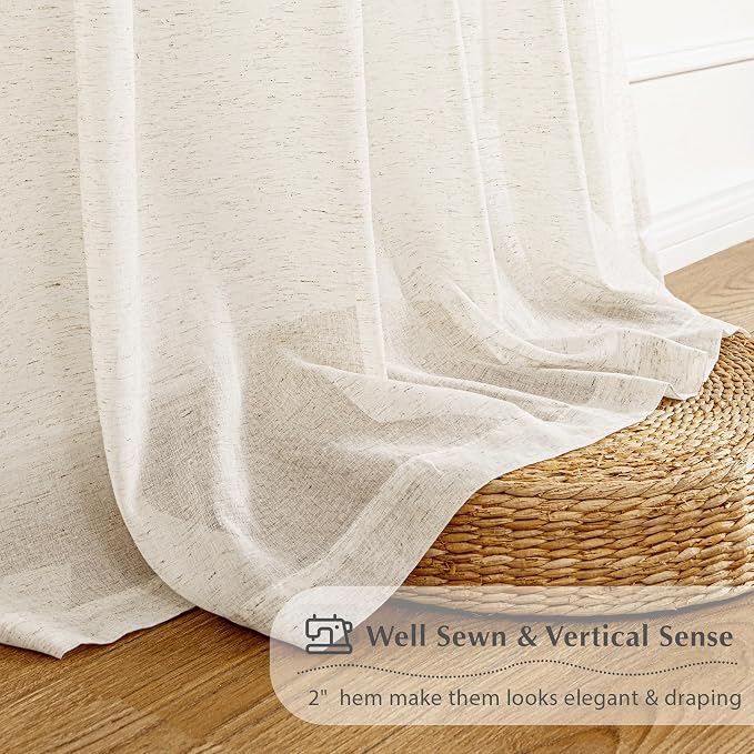 FMFUNCTEX Linen Sheer Pinch Pleated Curtains - Image 7