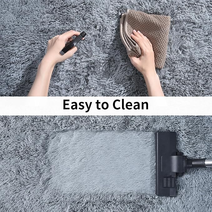 Soft Runner Rugs for Bedroom Hallways, 2 Packs 2x3 Grey Fluffy Shag Throw Area - Image 5