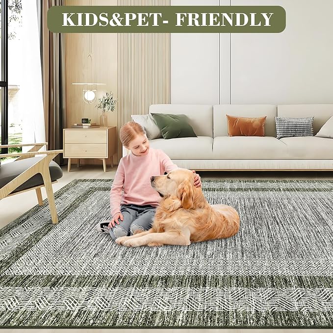 GarveeHome Modern Geometric Area Rug 2x3 Distressed Bordered Washable Non Slip - Image 7