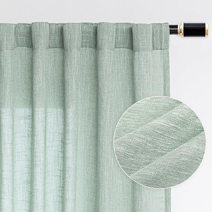 MYSKY HOME 95 Inch Curtains Farmhouse Light Filtering Privacy Curtain Drapes by MYSKYHOME