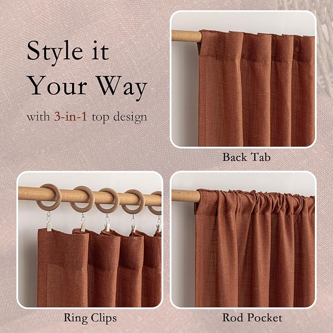 MYSKY HOME Sheer Linen Curtains 63 Inch Length - Image 4