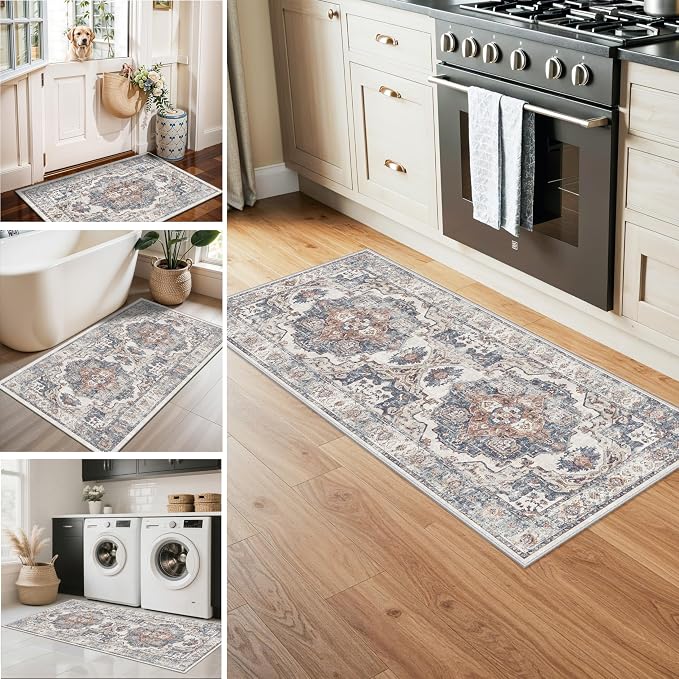 Washable Kitchen Rug Set of 3: Boho Non-slip Soft Stove Sink Mat Light Weight - Image 4