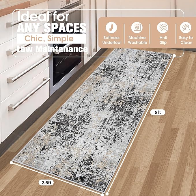 Runner Rug for Hallways Kitchen 2'6"x8' Washable Non Slip: Carpet Non Skid 8ft - Image 2