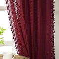 WAZZIO Boho Lace Curtains 63 Inches 2 Panel, Light Filtering Privacy Tassel & by WAZZIO