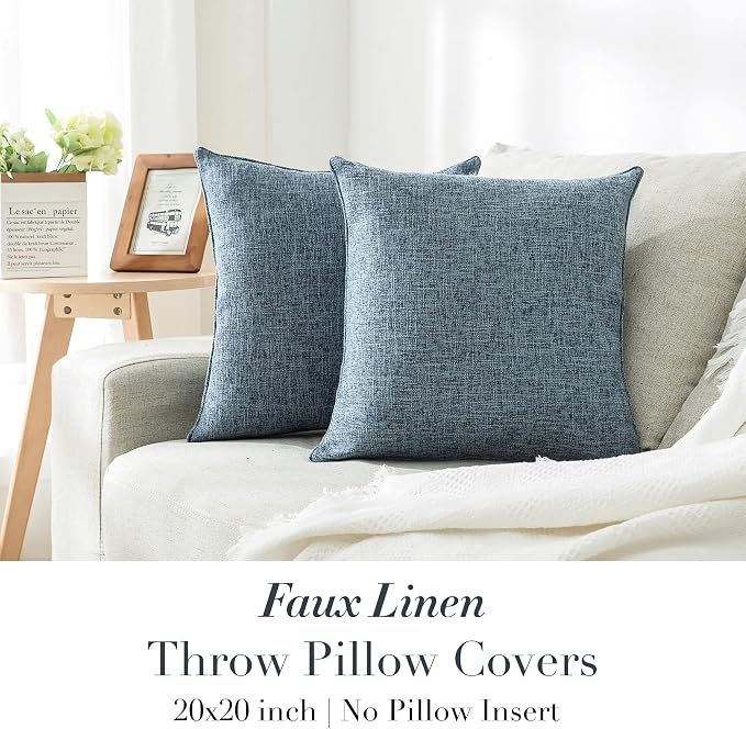 HPUK Linen Throw Pillow Covers Pack of 2, 20x20 Inch Accent Cushion Covers - Image 7