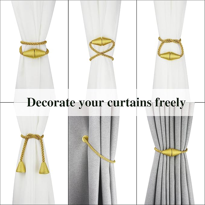 6 Pack Magnetic Curtain Tiebacks Rope Modern Handmade Curtain Tie Backs - Image 5