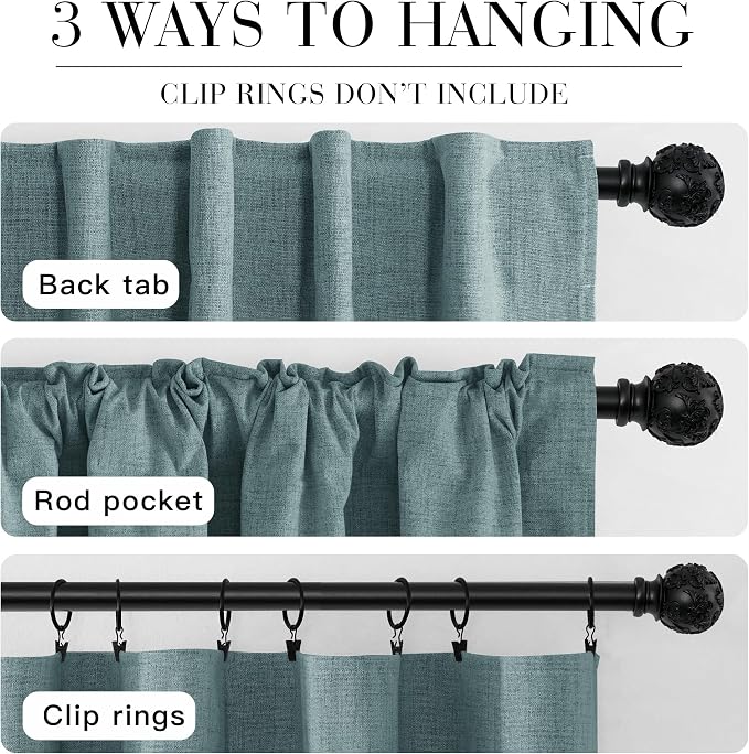 RYB HOME 100% Blackout Linen Textured Curtains 96 inches Long, Thermal - Image 7